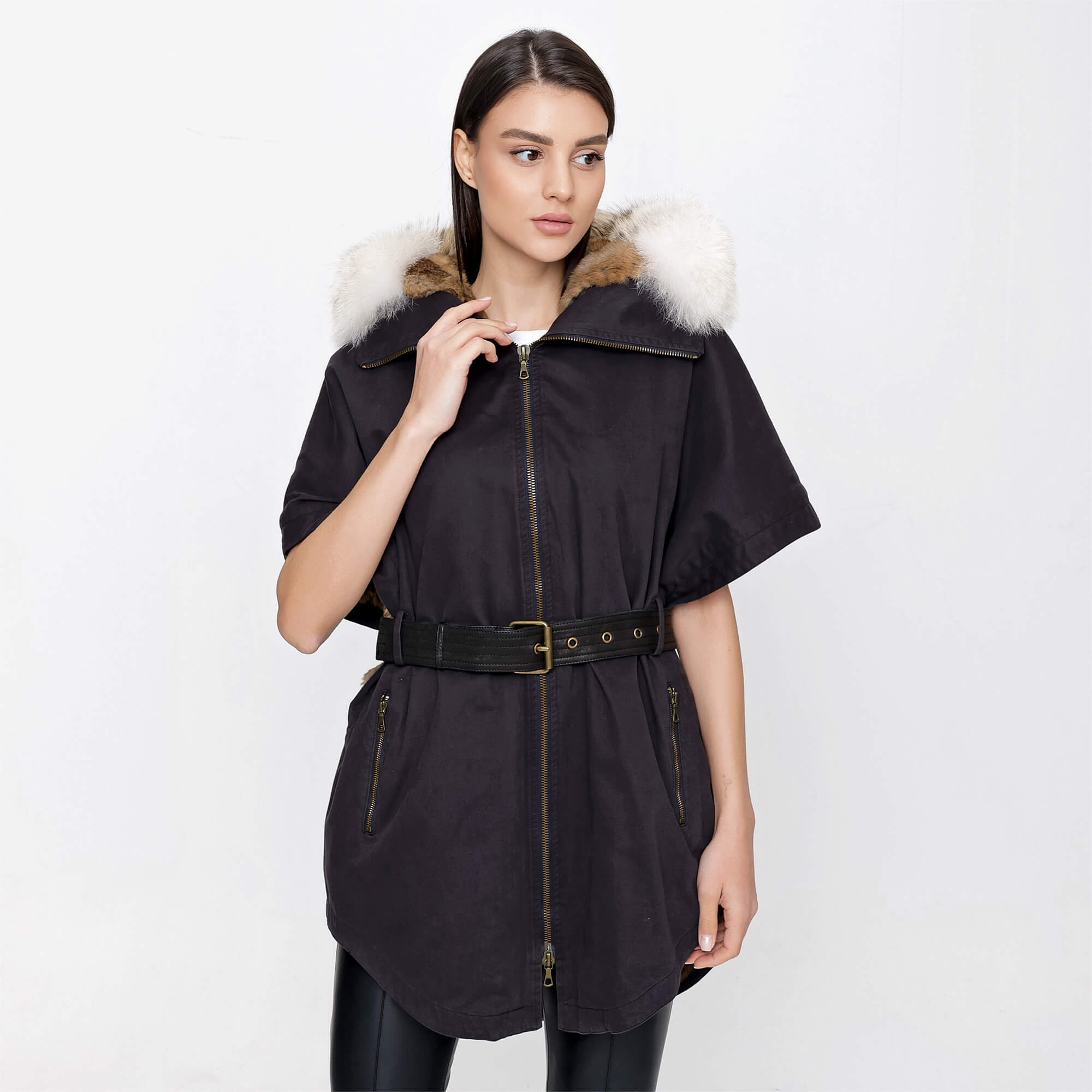 Yves Salomon Army - Fur Collar Detailed Belt Coat